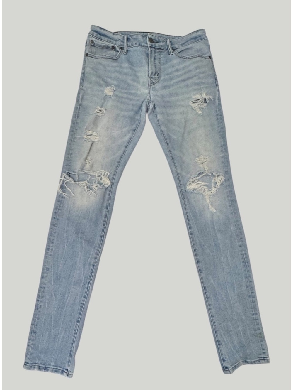 American Eagle Stacked Skinny Jeans Mens 32x32 AirFlex+ Distressed Light Wash